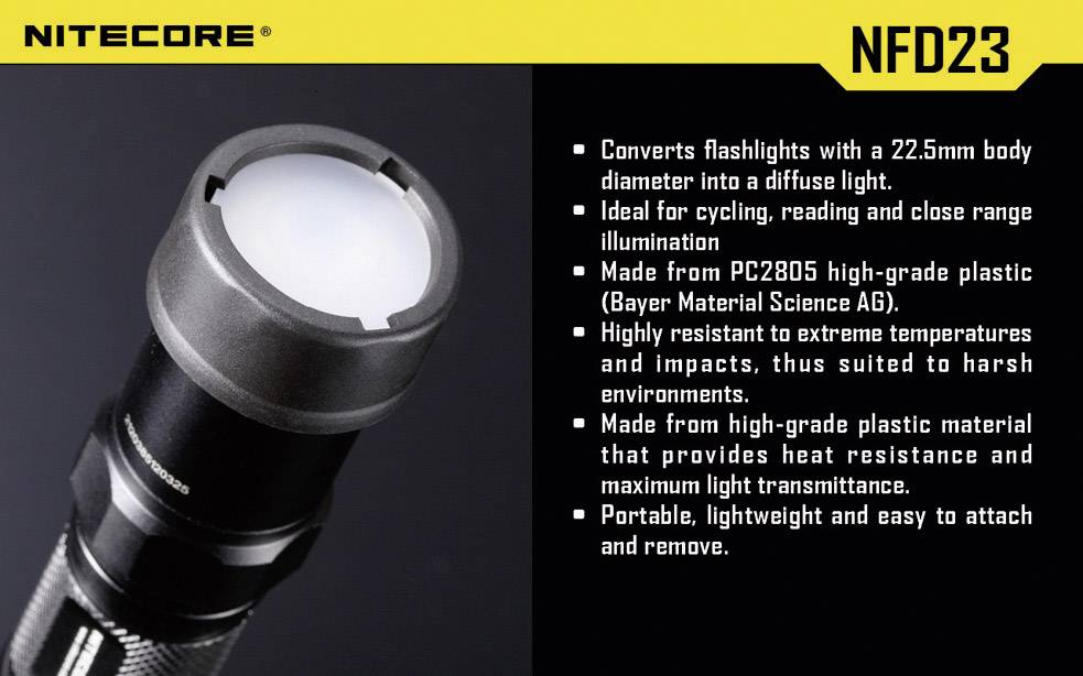 NiteCore NITNFD23 Dyfuzor MT1A, MT2A, MT1C i latarki o Ø 23 mm - obrazek 1