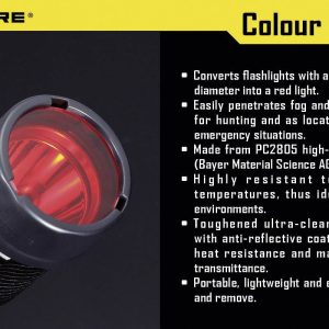 NiteCore NITNFR25 Filtr barw EC1, EC2, EA1, EA2, MT2C, P12, SRT3, SRT5 i latarki o Ø 25 mm czerwony