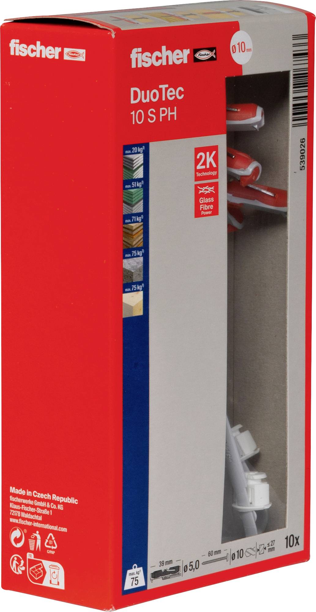 Fischer 539026 DUOTEC 10 S PH LD Kołek 2-komponentowy 50 mm 10 mm 10 szt. - obrazek 1