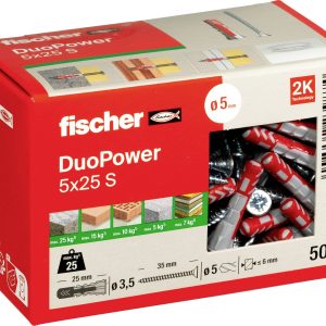 Fischer 535458 DUOPOWER 5×25 S LD Kołek 2-komponentowy 25 mm 5 mm 50 szt. Fischer 535458 DUOPOWER 5×25 S LD Kołek 2-komponentowy 25 mm 5 mm 50 szt.