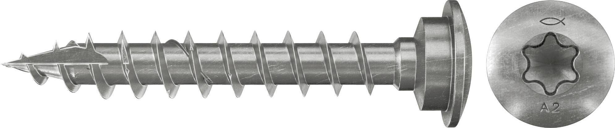 Fischer 660702 Wkręty do słupków tarasowych 7 mm 40 mm sześciokąt stal nierdzewna 50 szt. - obrazek 1