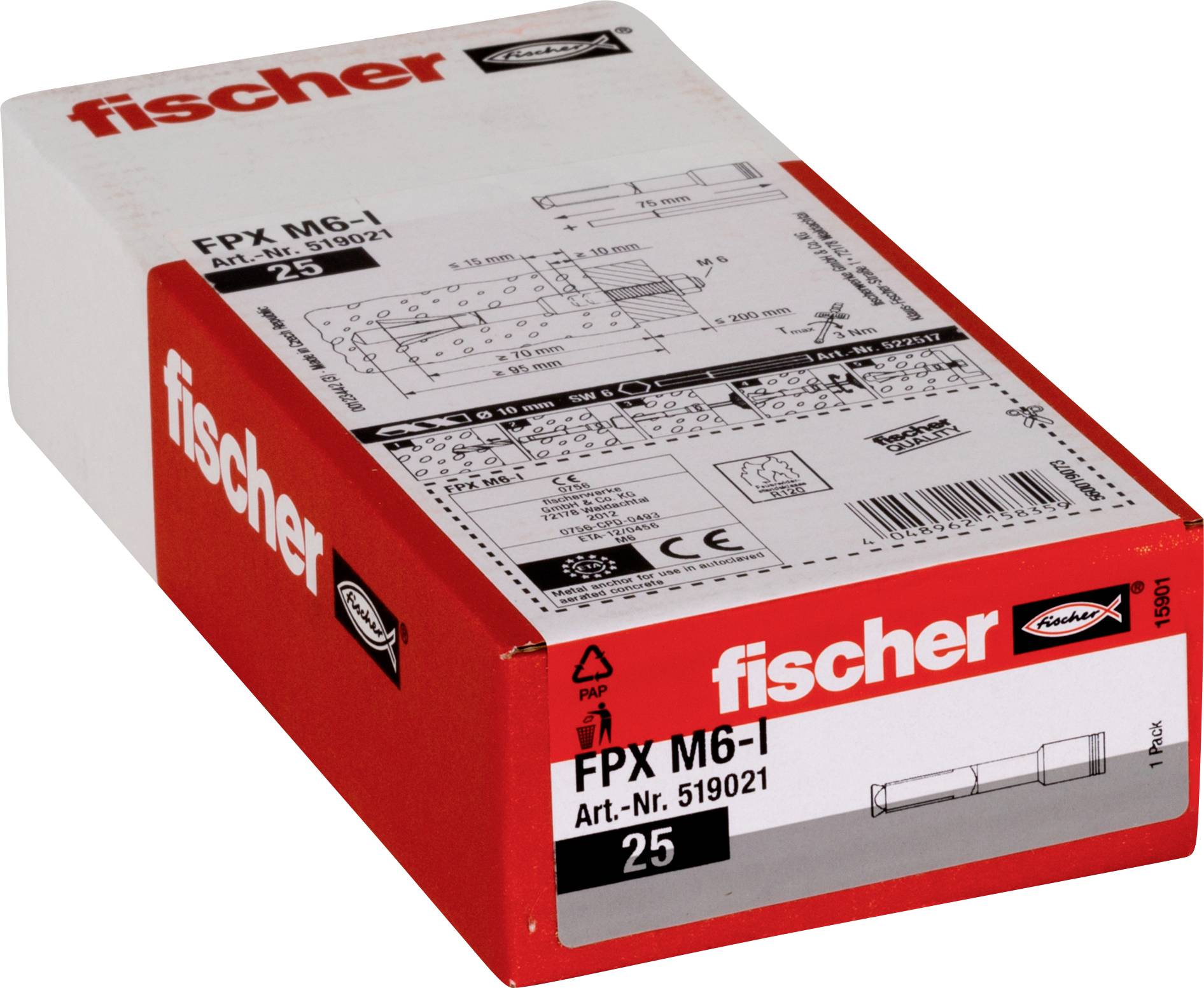 Fischer 519021 Kotwa do betonu komórkowego 75 mm 10 mm 25 szt. - obrazek 1