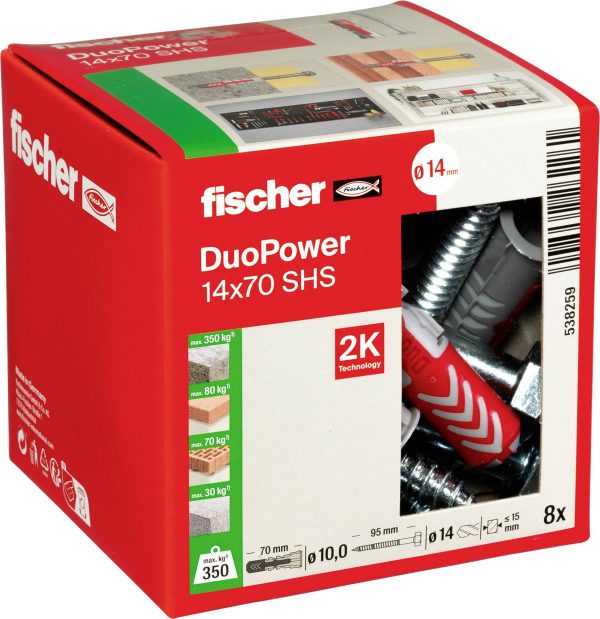 Fischer 538259 DUOPOWER 14×70 S LD Kołek 2-komponentowy 70 mm 14 mm 10 szt.