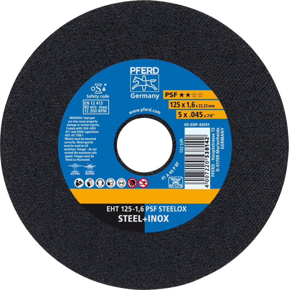 Tarcza tnąca prosta PFERD TOOLS PSF STEELOX 61721121 125 mm 25 szt. - obrazek 1
