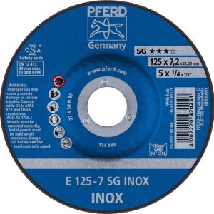 PFERD TOOLS 62212623 Sg Inox Tarcza tnąca wygięta Średnica 125 mm Średnica otworu 22.23 mm 10 szt. PFERD TOOLS 62212623 Sg Inox Tarcza tnąca wygięta Średnica 125 mm Średnica otworu 22.23 mm 10 szt.