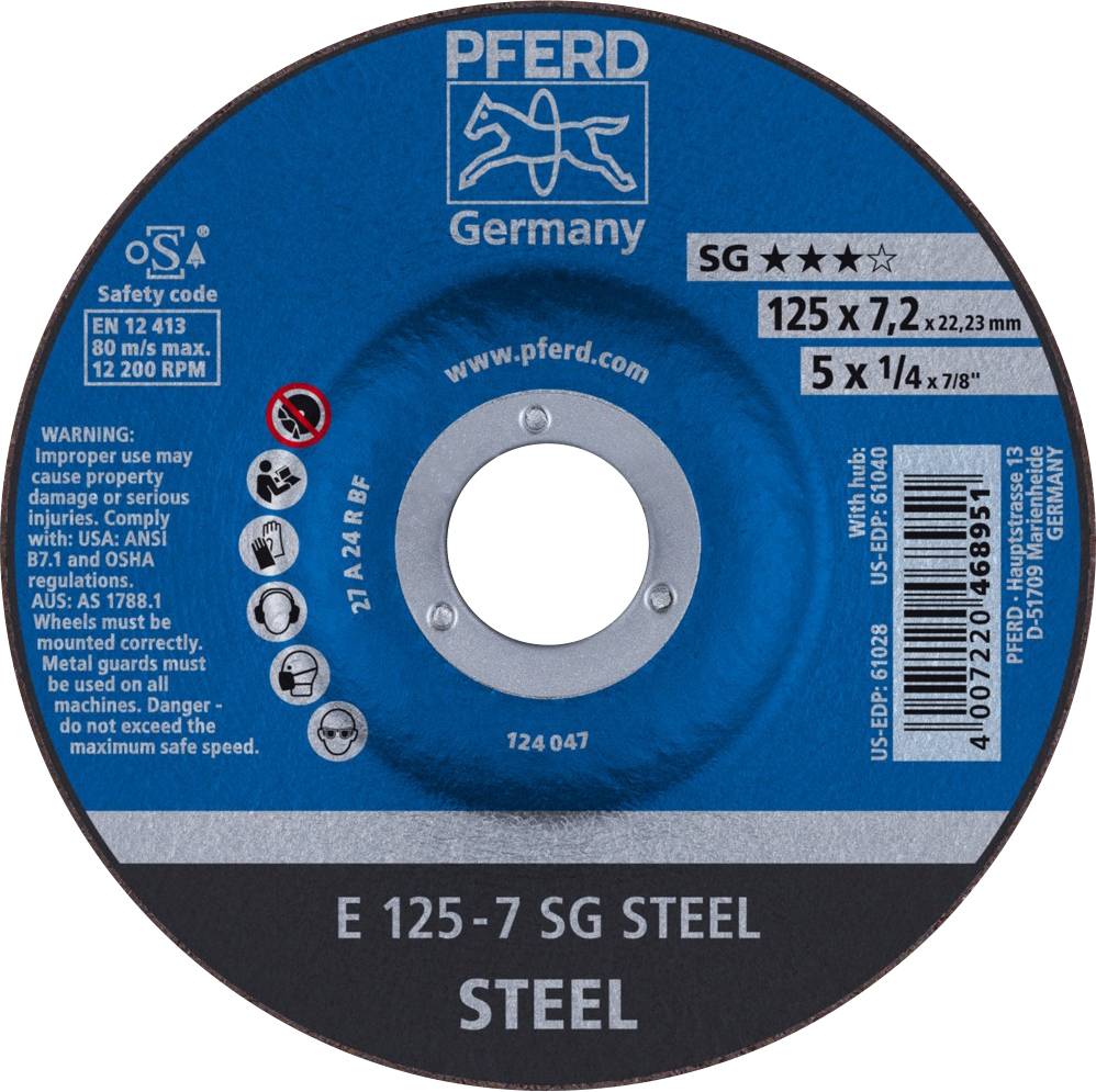 PFERD TOOLS 62212626 Sg Steel Tarcza tnąca wygięta Średnica 125 mm Średnica otworu 22.23 mm 10 szt. - obrazek 1