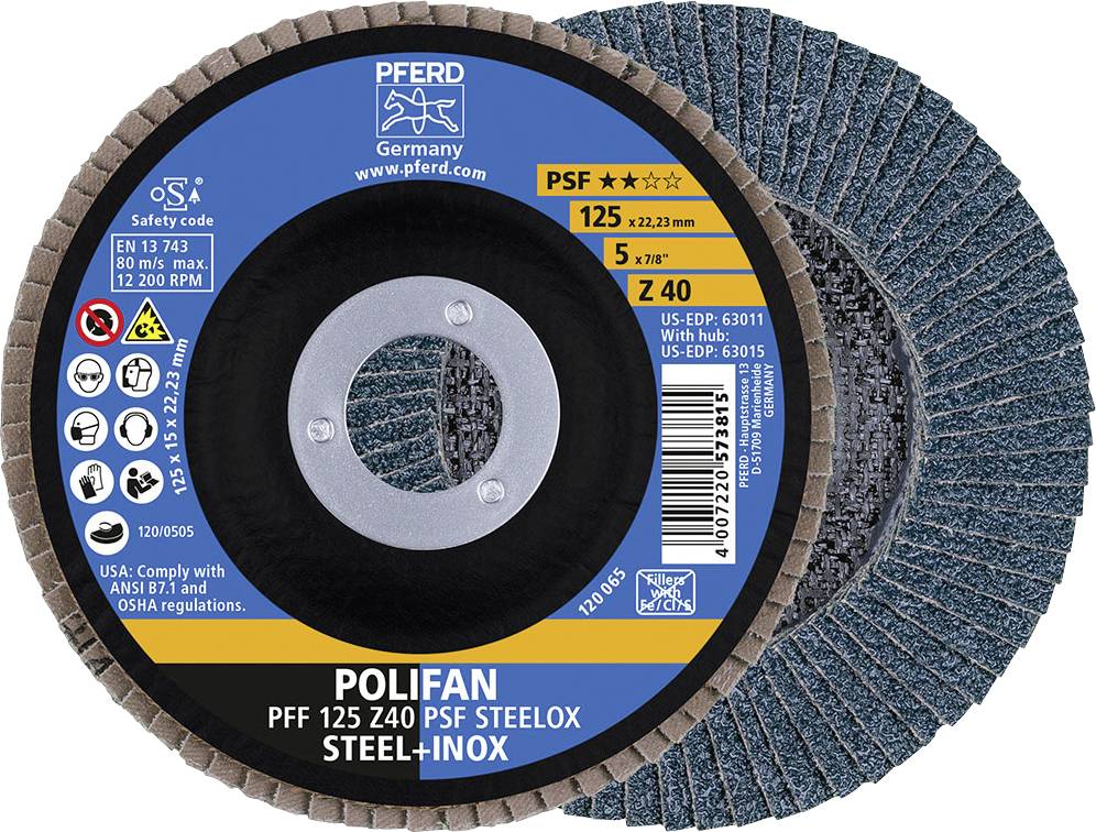PFERD TOOLS 67664125 Z Psf Steelox Tarcza lamelkowa Średnica 125 mm Średnica otworu 22.23 mm Wielkość ziarna 40 10 szt. - obrazek 1