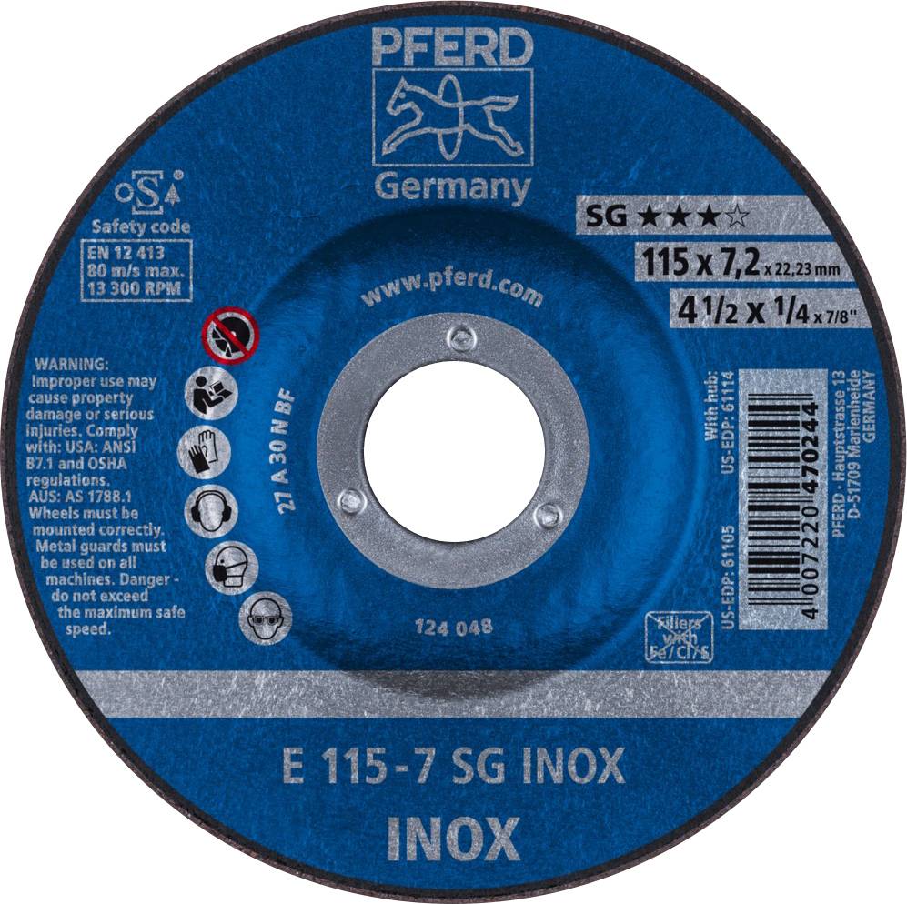 PFERD TOOLS 62211623 Sg Inox Tarcza tnąca wygięta Średnica 115 mm Średnica otworu 22.23 mm 10 szt. - obrazek 1