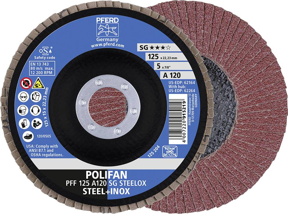 PFERD TOOLS 67612125 A Sg Steelox Tarcza lamelkowa Średnica 125 mm Średnica otworu 22.23 mm Wielkość ziarna 120 10 szt. - obrazek 1
