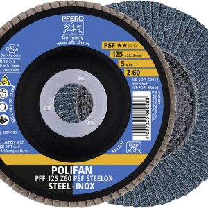 PFERD TOOLS 67666125 Z Psf Steelox Tarcza lamelkowa Średnica 125 mm Średnica otworu 22.23 mm Wielkość ziarna 60 10 szt.