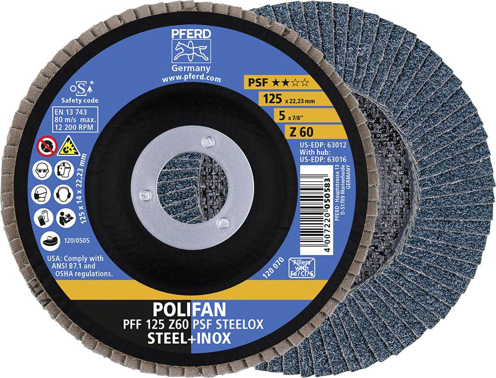PFERD TOOLS 67666125 Z Psf Steelox Tarcza lamelkowa Średnica 125 mm Średnica otworu 22.23 mm Wielkość ziarna 60 10 szt. - obrazek 1