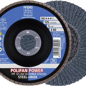 PFERD TOOLS 67686125 Z Sg Power Steelox Tarcza lamelkowa Średnica 125 mm Średnica otworu 22.23 mm Wielkość ziarna 60 10