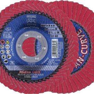 PFERD TOOLS 67689036 Co Sgp Curve Steelox Tarcza lamelkowa Średnica 115 mm Średnica otworu 22.23 mm Wielkość ziarna 60 1