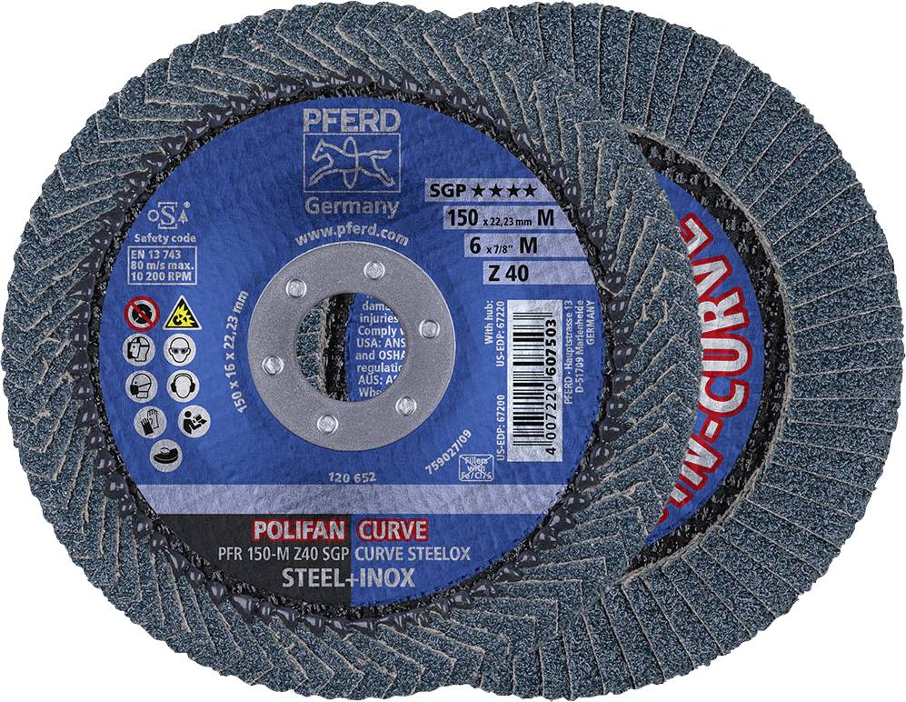 PFERD TOOLS 67689072 Z Sgp Curve Steelox Tarcza lamelkowa Średnica 150 mm Średnica otworu 22.23 mm 10 szt. - obrazek 1