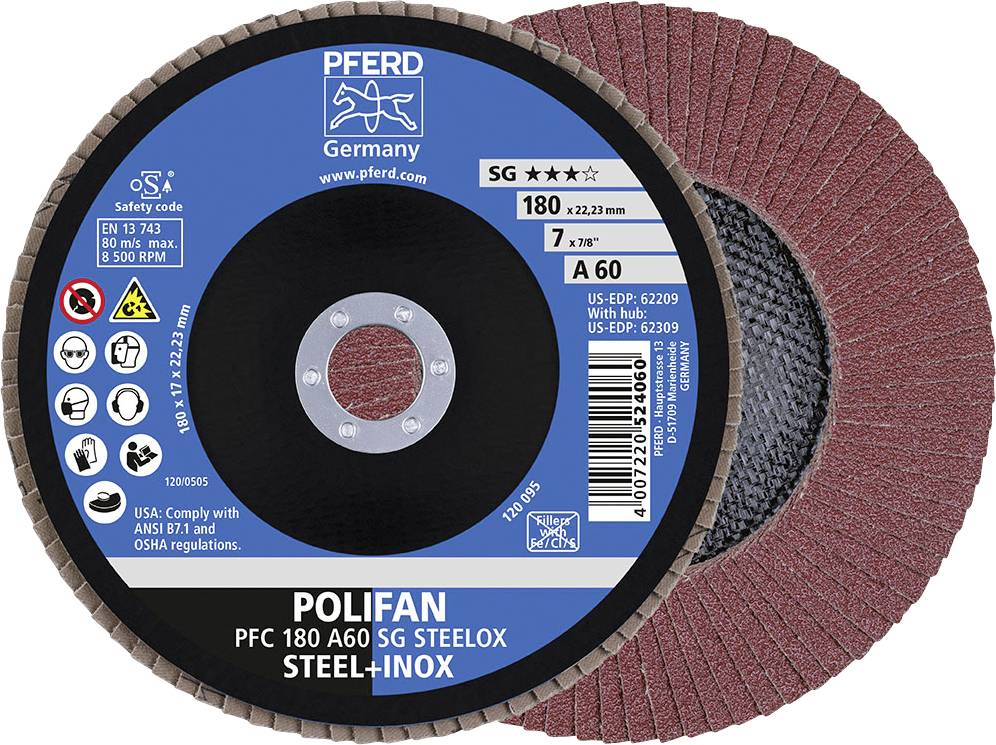 PFERD TOOLS 67706185 A Psf Steelox Tarcza lamelkowa Średnica 180 mm Średnica otworu 22.23 mm Wielkość ziarna 60 10 szt. - obrazek 1