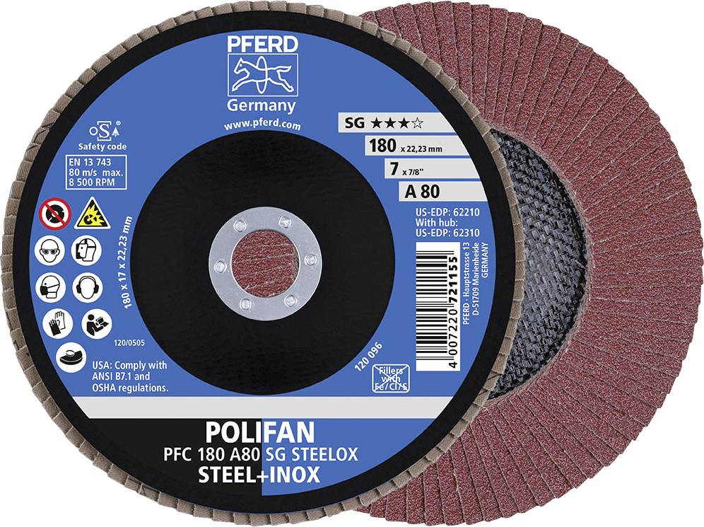 PFERD TOOLS 67708185 A Psf Steelox Tarcza lamelkowa Średnica 180 mm Średnica otworu 22.23 mm Wielkość ziarna 80 10 szt. - obrazek 1