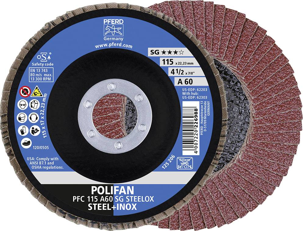 PFERD TOOLS 67746115 A Psf Steelox Tarcza lamelkowa Średnica 115 mm Średnica otworu 22.23 mm Wielkość ziarna 60 10 szt. - obrazek 1