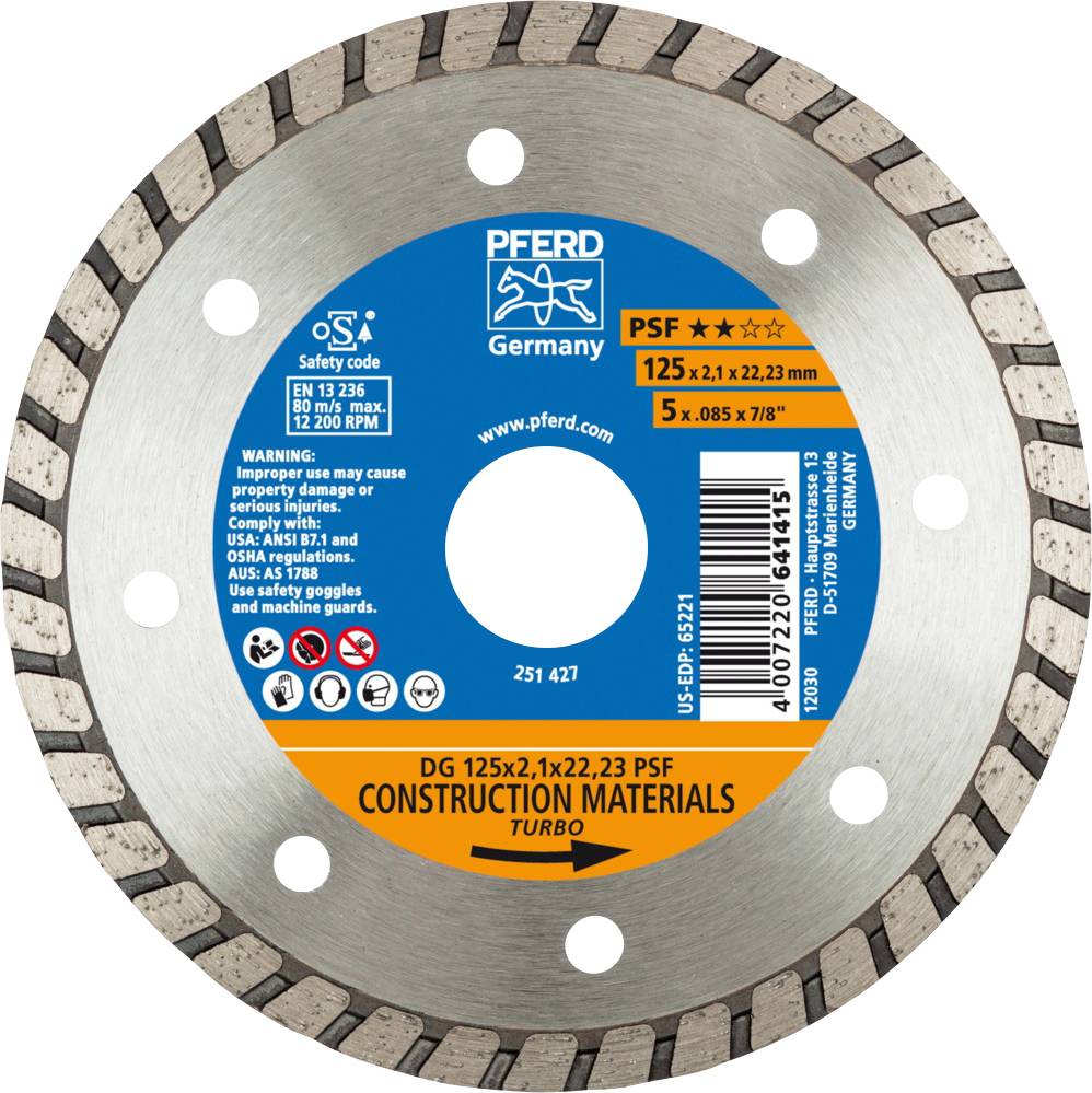 PFERD TOOLS 68012222 Dg Psf Tarcza tnąca diamentowa Średnica 125 mm Średnica otworu 22.23 mm 1 szt. - obrazek 1