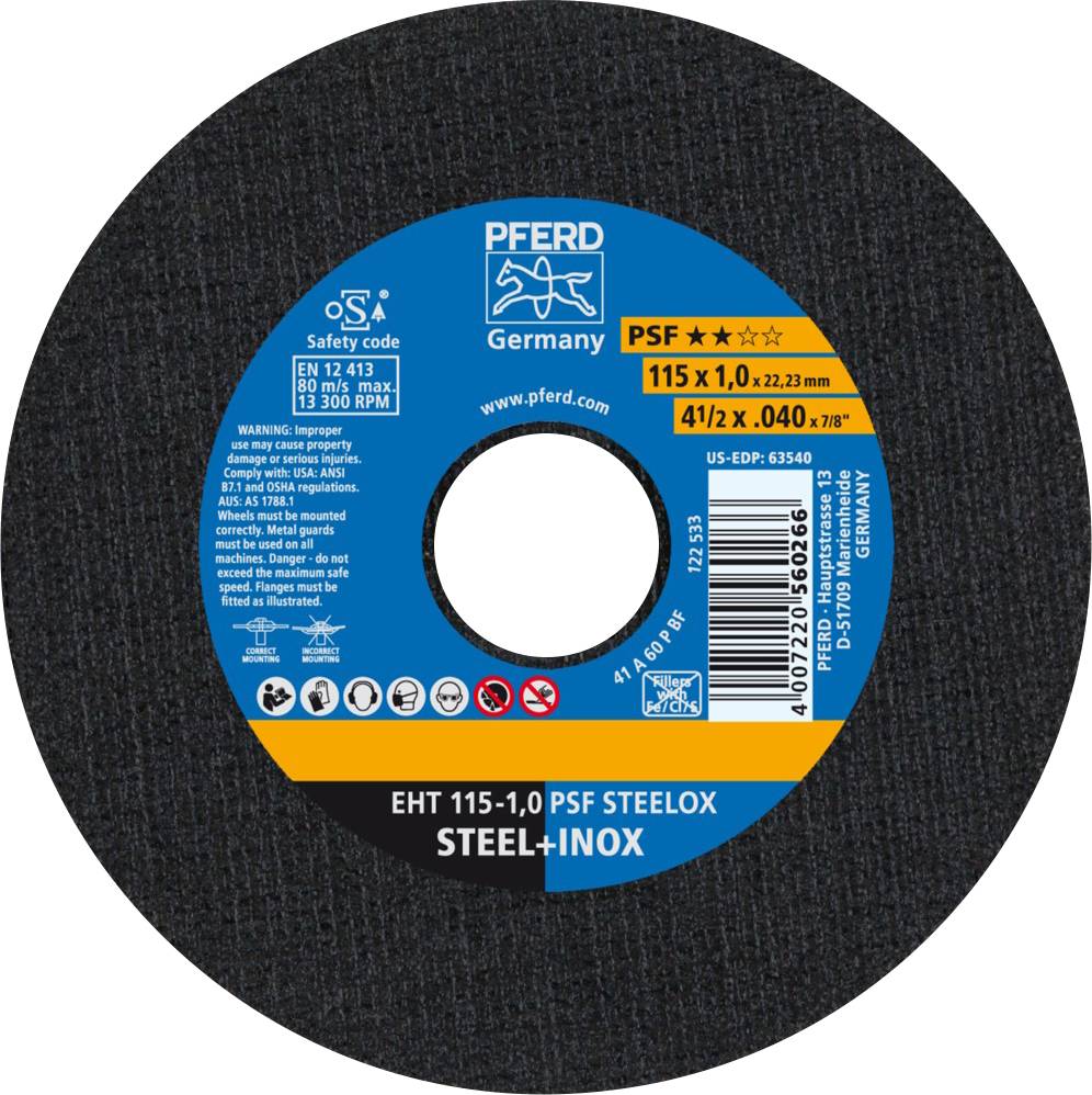Tarcza tnąca prosta PFERD TOOLS PSF STEELOX 61730100 115 mm 25 szt. - obrazek 1