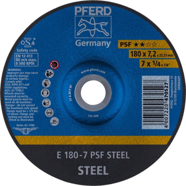 PFERD TOOLS 62017634 Psf Steel Tarcza tnąca wygięta Średnica 180 mm Średnica otworu 22.23 mm 10 szt.