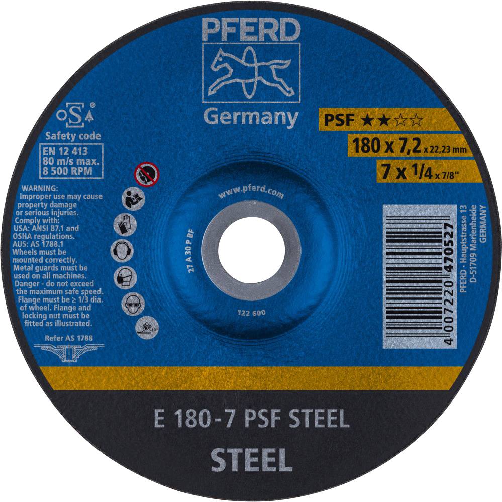 PFERD TOOLS 62017634 Psf Steel Tarcza tnąca wygięta Średnica 180 mm Średnica otworu 22.23 mm 10 szt. - obrazek 1