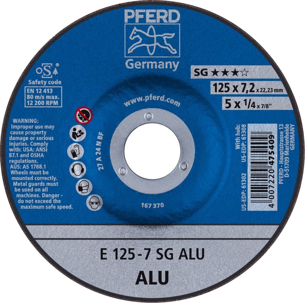 PFERD TOOLS 62212622 Sg Alu Tarcza tnąca wygięta Średnica 125 mm Średnica otworu 22.23 mm 10 szt. - obrazek 1