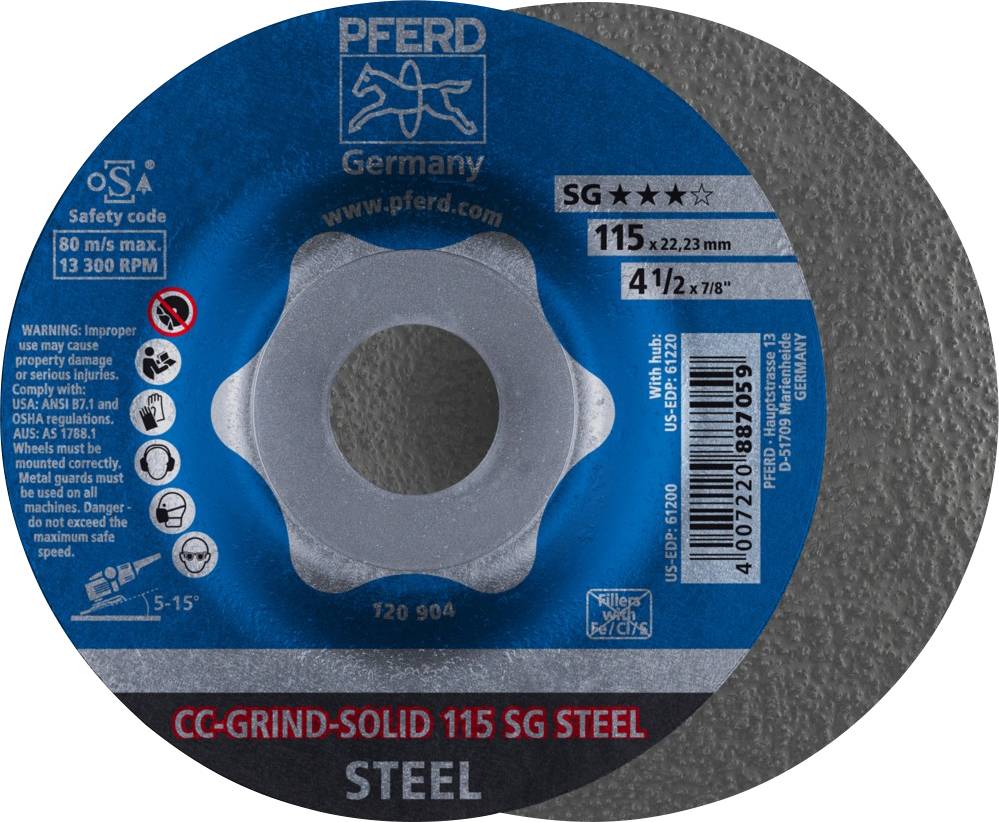 PFERD TOOLS 64185115 Cc-Grind-Solid Sg Steel Tarcza ścierna Średnica 115 mm 10 szt. - obrazek 1