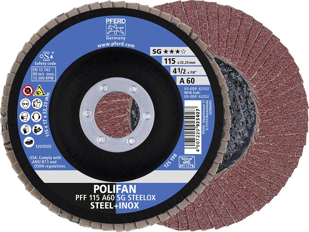 PFERD TOOLS 67606115 A Sg Steelox Tarcza lamelkowa Średnica 115 mm Średnica otworu 22.23 mm Wielkość ziarna 60 10 szt. - obrazek 1