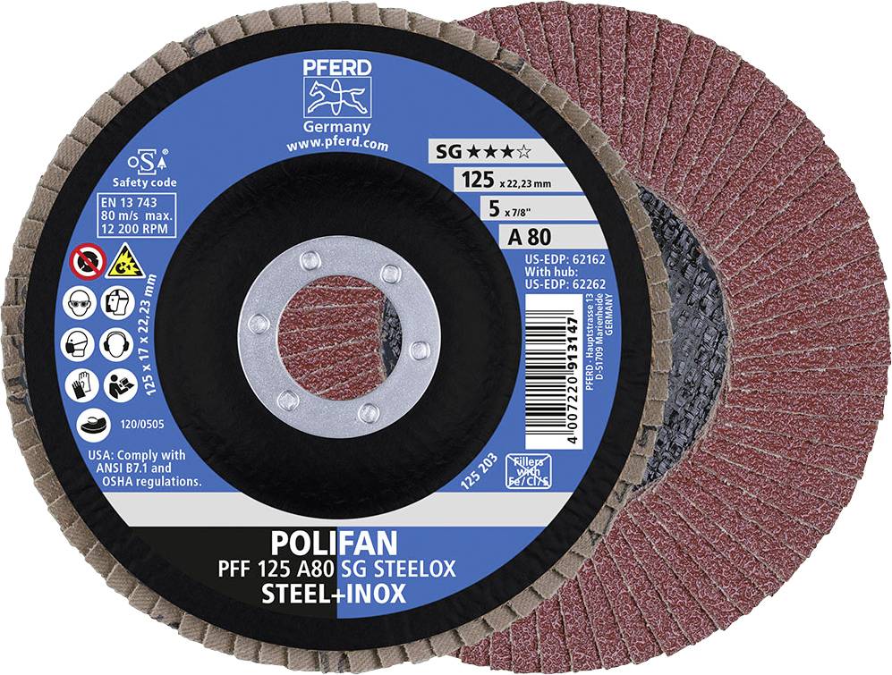PFERD TOOLS 67608125 A Sg Steelox Tarcza lamelkowa Średnica 125 mm Średnica otworu 22.23 mm Wielkość ziarna 80 10 szt. - obrazek 1