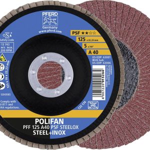PFERD TOOLS 67644125 A Psf Steelox Tarcza lamelkowa Średnica 125 mm Średnica otworu 22.23 mm Wielkość ziarna 40 10 szt.