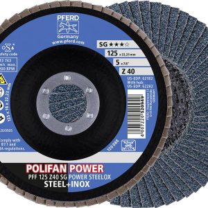 PFERD TOOLS 67684125 Z Sg Power Steelox Tarcza lamelkowa Średnica 125 mm Średnica otworu 22.23 mm Wielkość ziarna 40 10