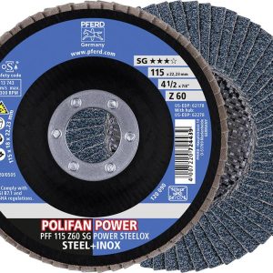 PFERD TOOLS 67686115 Z Sg Power Steelox Tarcza lamelkowa Średnica 115 mm Średnica otworu 22.23 mm Wielkość ziarna 60 10