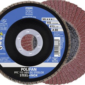 PFERD TOOLS 67748115 A Psf Steelox Tarcza lamelkowa Średnica 115 mm Średnica otworu 22.23 mm Wielkość ziarna 80 10 szt.