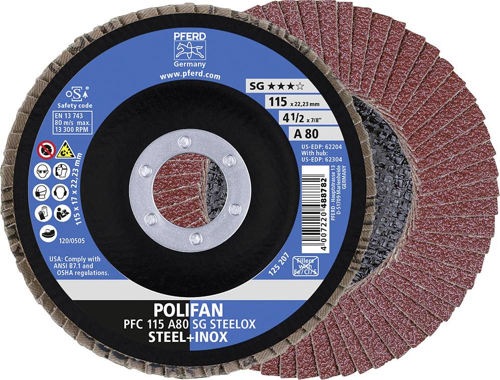 PFERD TOOLS 67748115 A Psf Steelox Tarcza lamelkowa Średnica 115 mm Średnica otworu 22.23 mm Wielkość ziarna 80 10 szt. - obrazek 1
