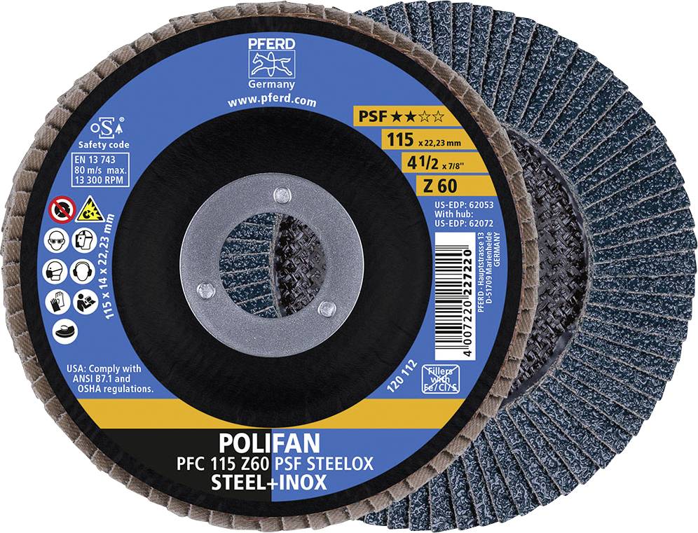 Tarcza listkowa POLIFAN PFC 115 Z 60 PSF STEELOX PFERD TOOLS Z Psf Steelox 67766115 10 szt. - obrazek 1