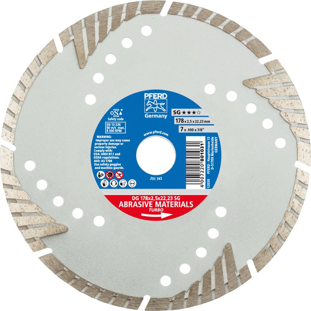 PFERD TOOLS 68000023 Dg Sg Tarcza tnąca diamentowa Średnica 178 mm Średnica otworu 22.23 mm 1 szt. - obrazek 1