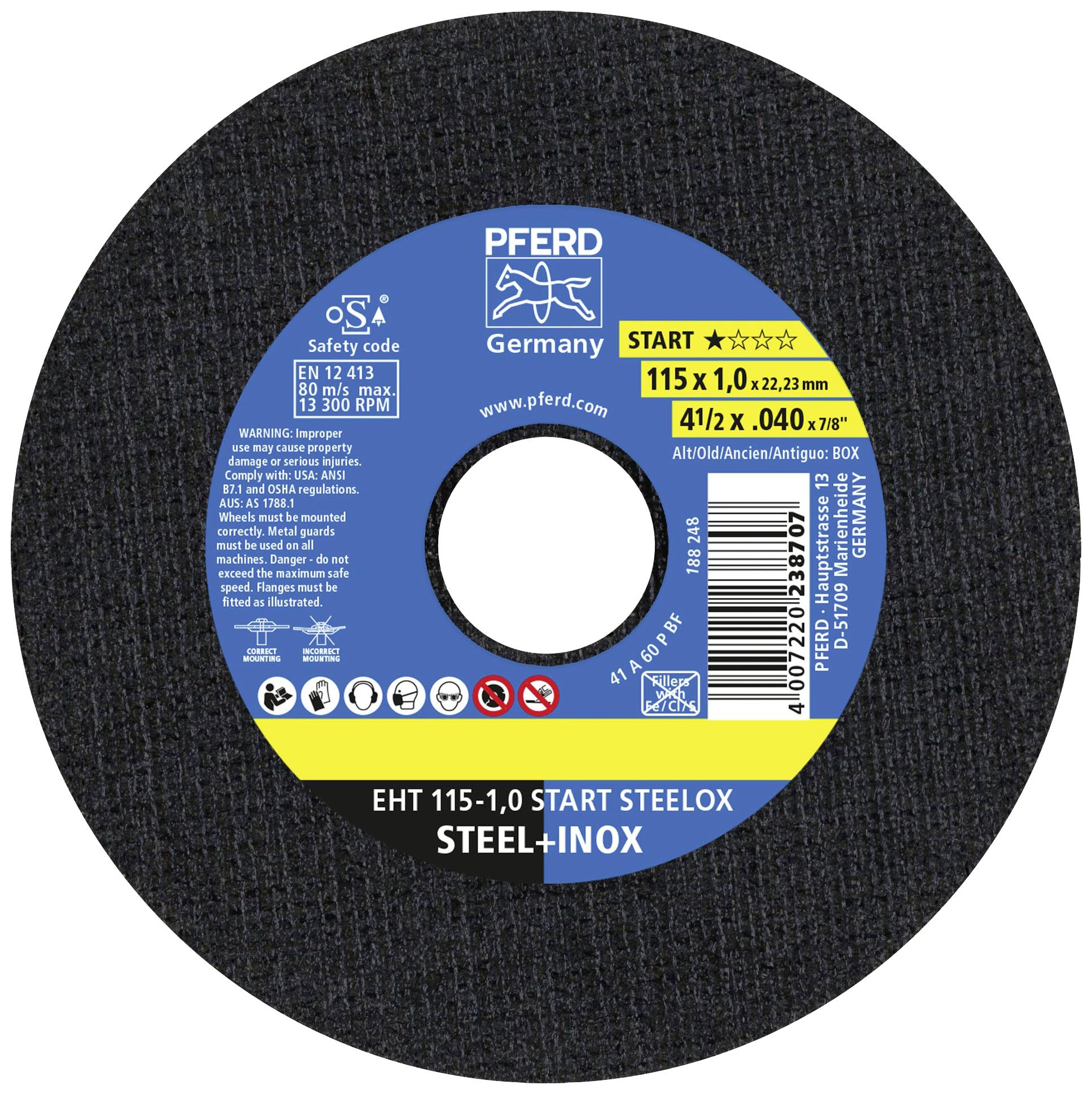 Zestaw tarcz tnących PFERD TOOLS EHT 115-1,0 START STEELOX 69120943 115 mm 25 szt. - obrazek 1