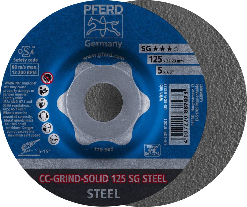 PFERD TOOLS 64185125 Cc-Grind-Solid Sg Steel Tarcza ścierna Średnica 125 mm 10 szt. - obrazek 1