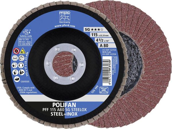 PFERD TOOLS 67608115 A Sg Steelox Tarcza lamelkowa Średnica 115 mm Średnica otworu 22.23 mm Wielkość ziarna 80 10 szt.
