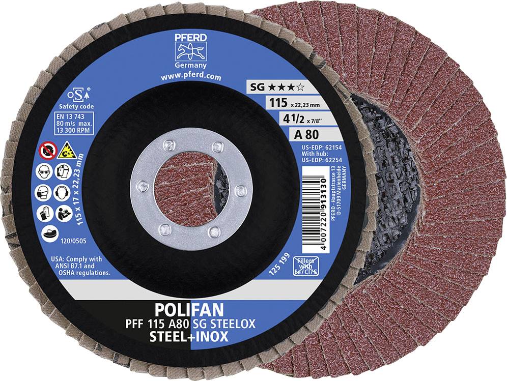 PFERD TOOLS 67608115 A Sg Steelox Tarcza lamelkowa Średnica 115 mm Średnica otworu 22.23 mm Wielkość ziarna 80 10 szt. - obrazek 1