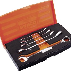 Bahco 1RM/S5 Zestaw kluczy płasko oczkowych z grzechotką 5 szt. Rozmiar klucza (metryczny) (tylko do tytułu) 8 – 19 mm Bahco 1RM/S5 Zestaw kluczy płasko oczkowych z grzechotką 5 szt. Rozmiar klucza (metryczny) (tylko do tytułu) 8 – 19 mm