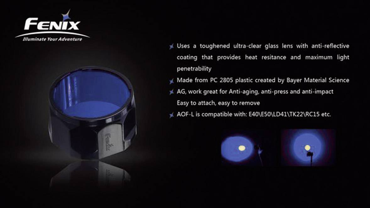 Fenix Light FENAOFLB Filtr barw Fenix E40, Fenix E50, Fenix TK22, Fenix RC15, Fenix LD41 niebieski - obrazek 1