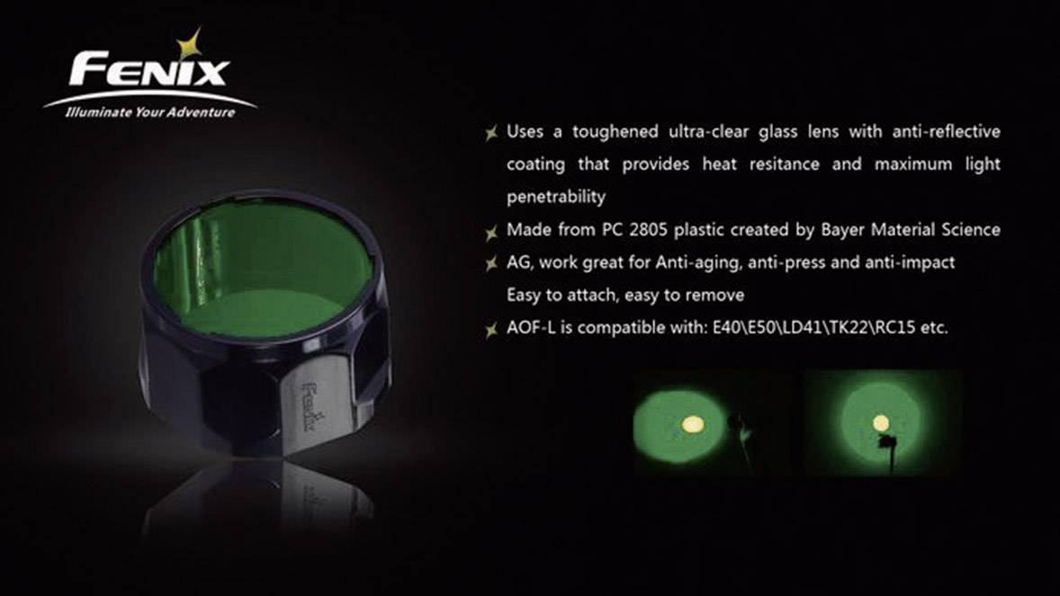 Fenix Light FENAOFLG Filtr barw Fenix E40, Fenix E50, Fenix TK22, Fenix RC15, Fenix LD41 zielony - obrazek 1