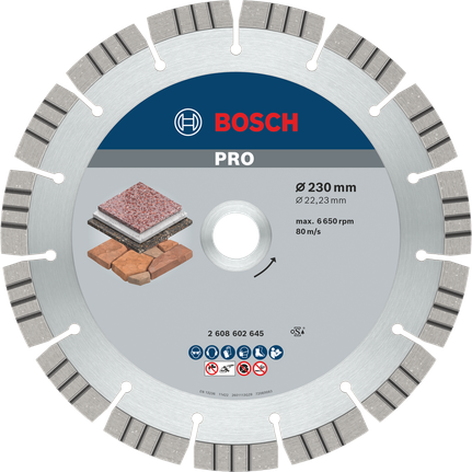 Diamentowa tarcza tnąca do kamienia 230×22,23×2,4 Bosch 2608602645 Diamentowa tarcza tnąca do kamienia 230×22,23×2,4 Bosch 2608602645