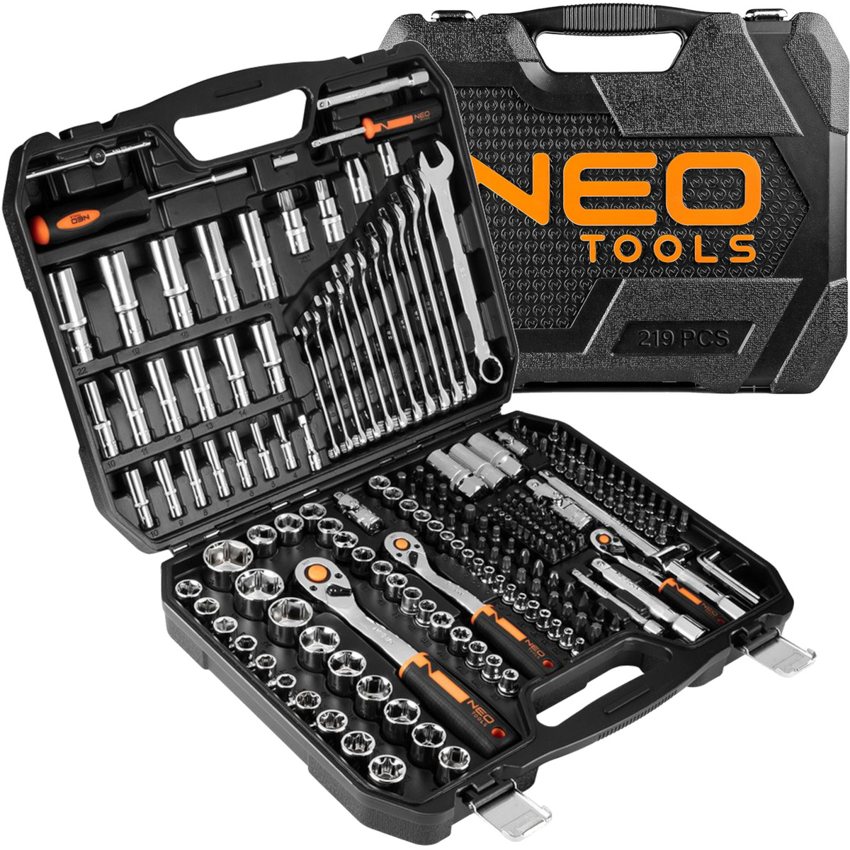 Klucze nasadowe NEO Tools 1/2", 3/8", 1/4" zestaw 219szt. 10-076 - obrazek 1
