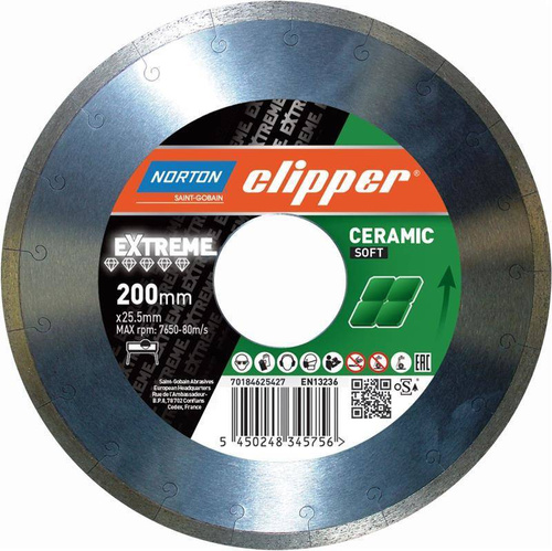 Tarcza diamentowa 200 mm Extreme Ceramic Soft Norton Clipper 70184603234 Tarcza diamentowa 200 mm Extreme Ceramic Soft Norton Clipper 70184603234