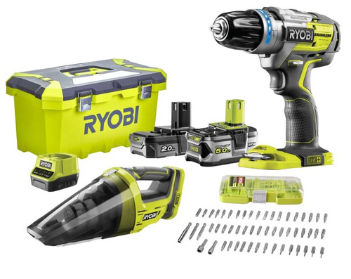 Zestaw elektronarzędzi Ryobi R18PDBL-252VTA55 Zestaw elektronarzędzi Ryobi R18PDBL-252VTA55